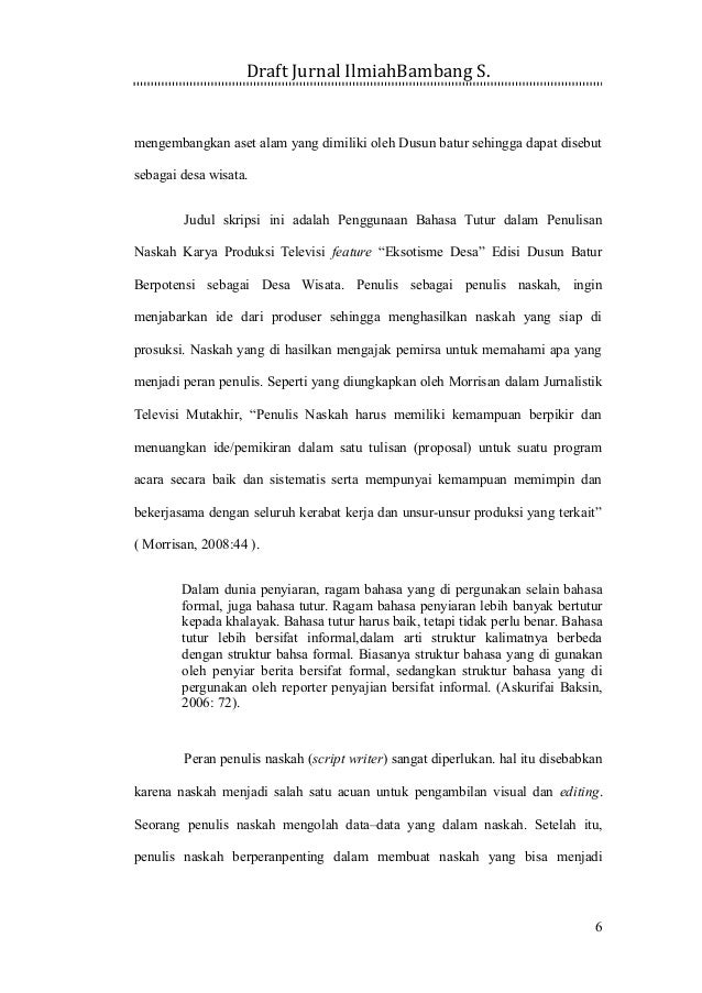 Penulisan Karya Ilmiah Contoh Jurnal Bambang 2016