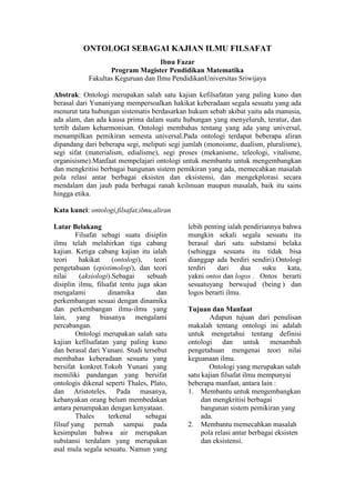 Pengertian Filsafat Jurnal Pengertian Filsafat Jurnal