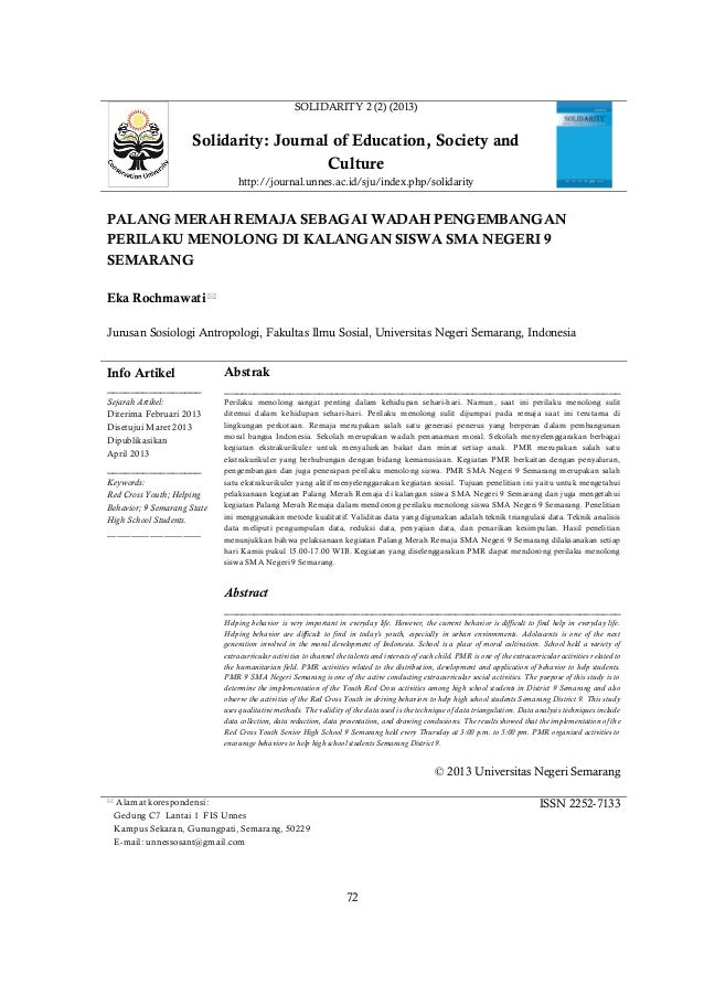Palang Merah Remaja Sebagai Wadah Pengembangan Perilaku Menolong Di K