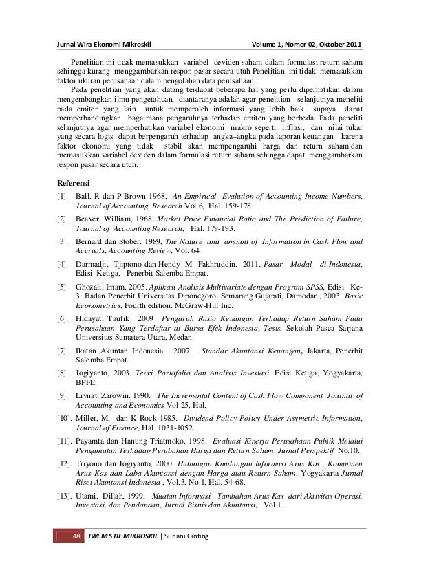 Jurnal aliran kas bursa efek