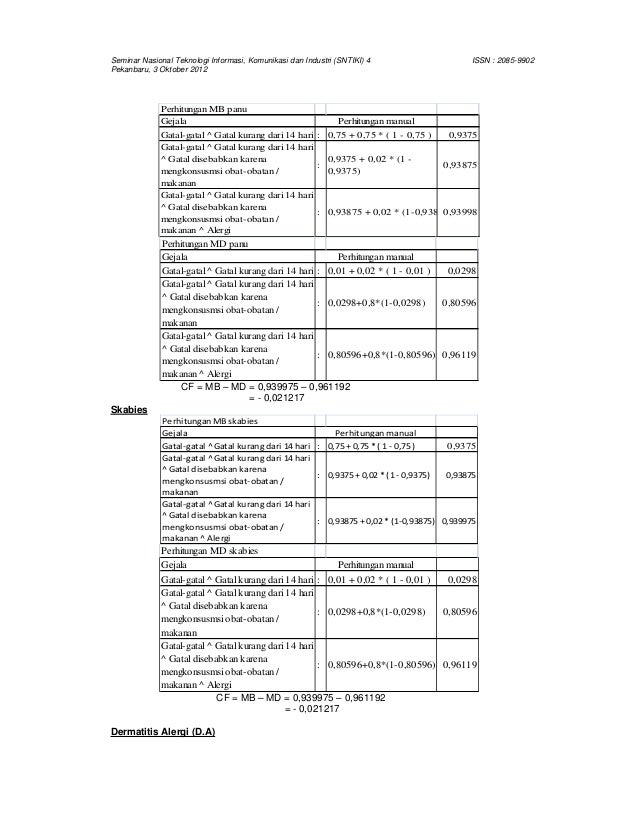 Jurnal sistem pakar penyakit kulit dengan menggunakan 