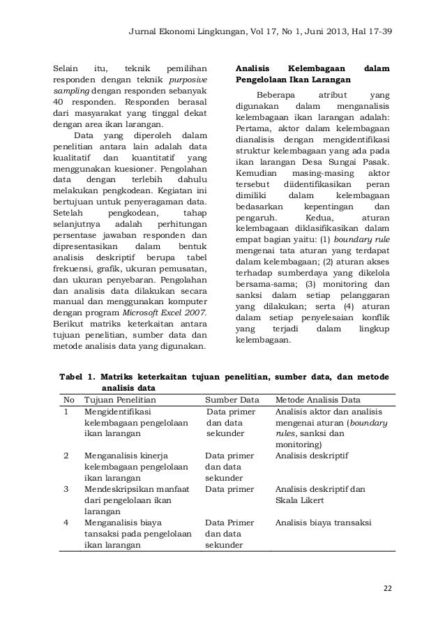 Jurnal Ekonomi Lingkungan vol.17 no.1 IPB