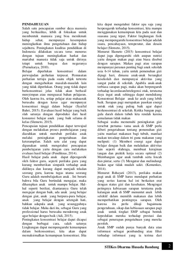 Jurnal faktor yang mempengaruhi konsentrasi belajar