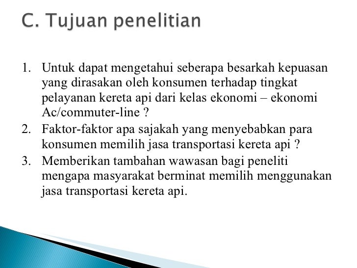 Jurnal kepuasan konsumen terhadap pelayanan kereta api