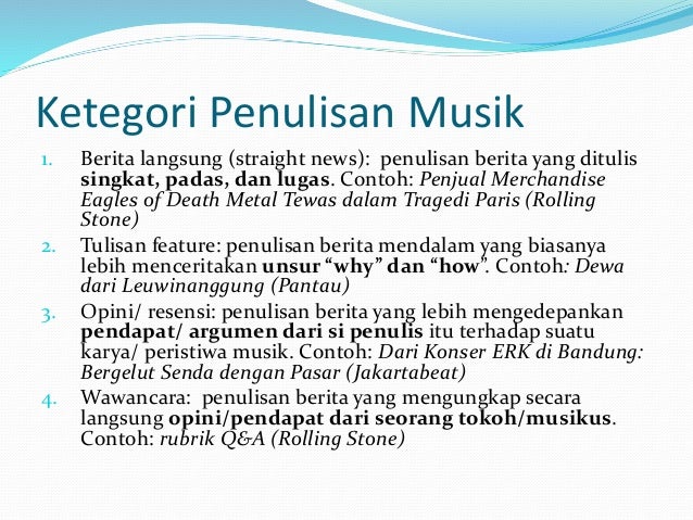 Jurnalisme musik & pelatihan menulis artikel Jurnalisme musik & pelatihan menulis artikel