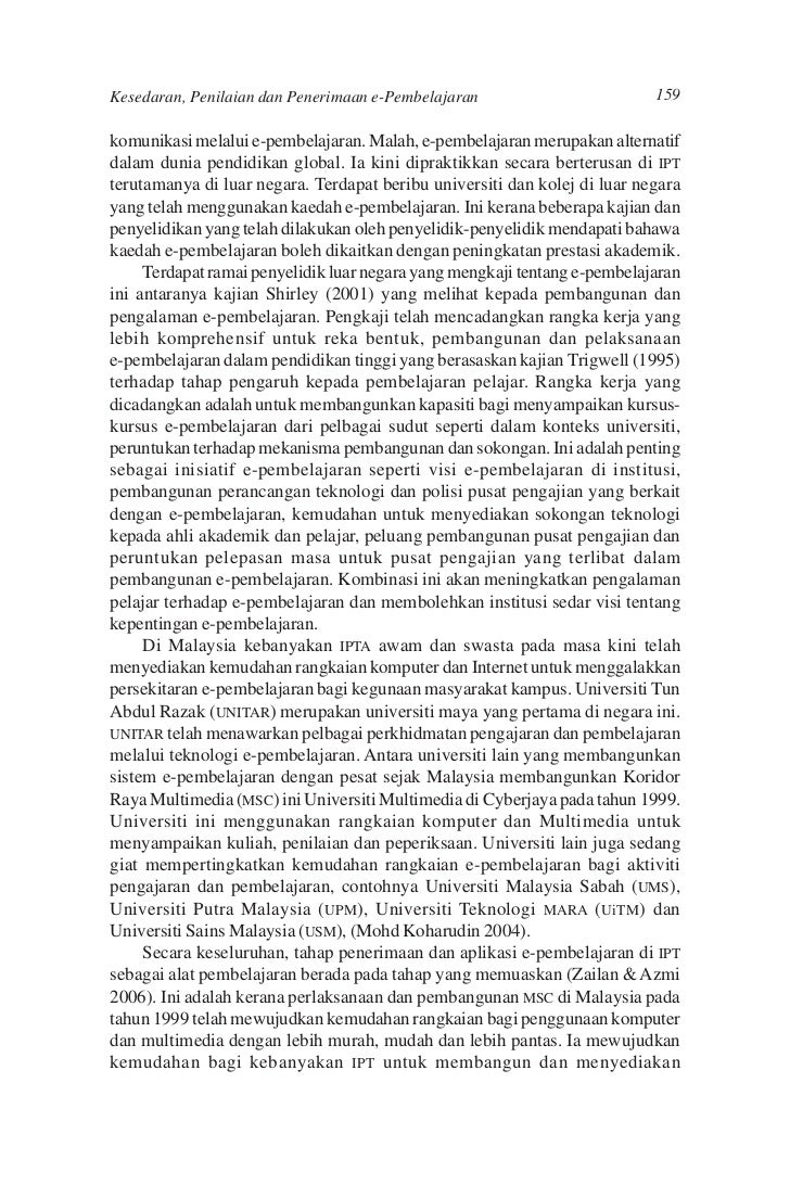 Jurnal: kesedaran, penilaian dan penerimaan e pembelajaran 