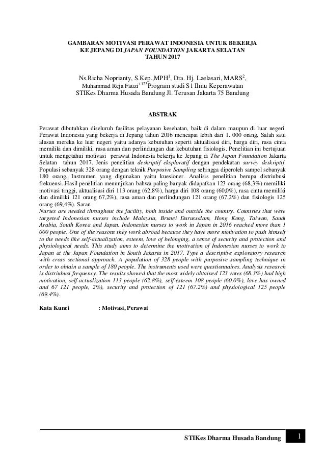 Jurnal Motivasi Perawat Indonesia Untuk Bekerja Ke Jepang
