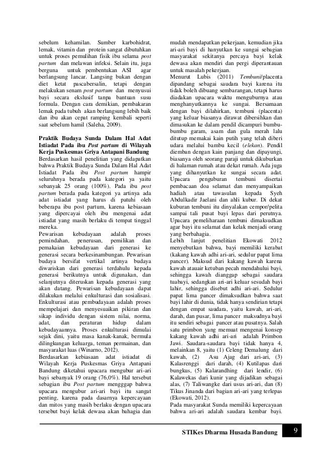 Jurnal pantangan perilaku pada ibu post partum Jurnal pantangan perilaku pada ibu post partum