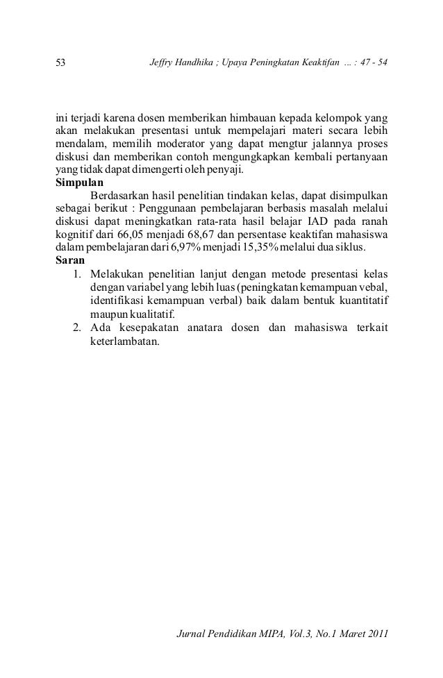 Jurnal pendidikan maret 2011, volume 3 nomor 1