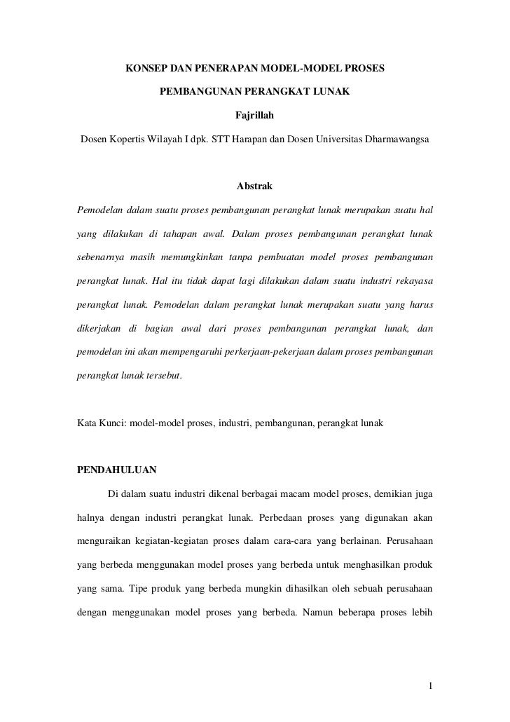 KONSEP DAN PENERAPAN MODEL-MODEL PROSES PEMBANGUNAN 