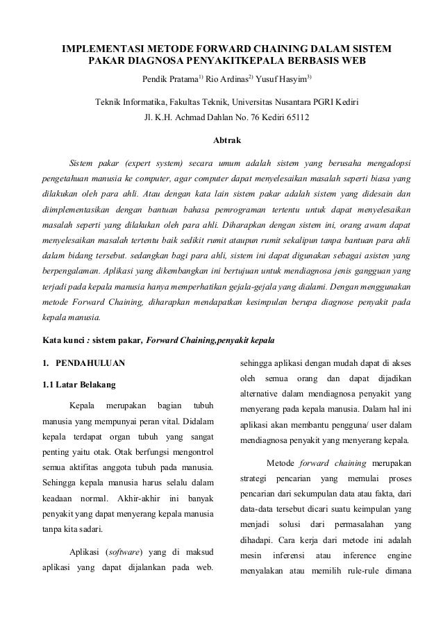 Jurnal Sistem Pakar Penyakit Kepala