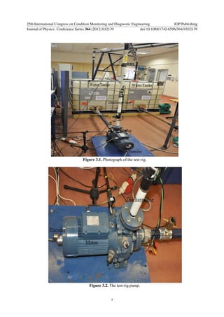 Figure 3.1. Photograph of the test-rig.
Figure 3.2. The test-rig pump.
25th International Congress on Condition Monitoring and Diagnostic Engineering IOP Publishing
Journal of Physics: Conference Series 364 (2012) 012139 doi:10.1088/1742-6596/364/1/012139
4
 