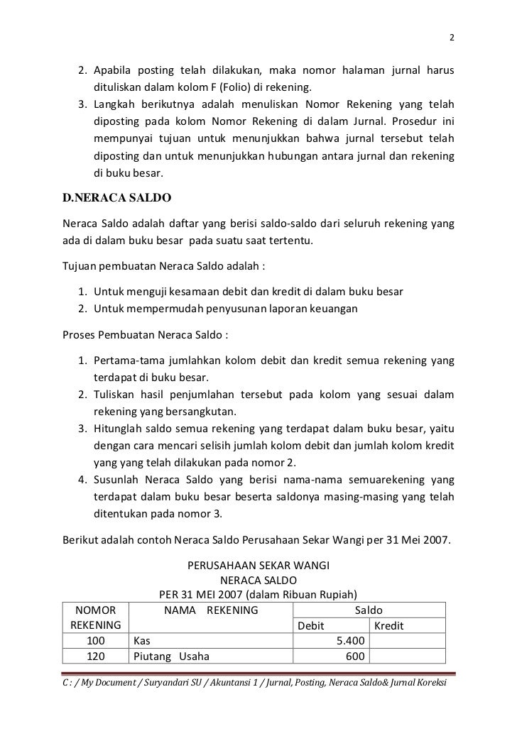 Jurnal, posting, neraca saldo &amp; jurnal koreksi