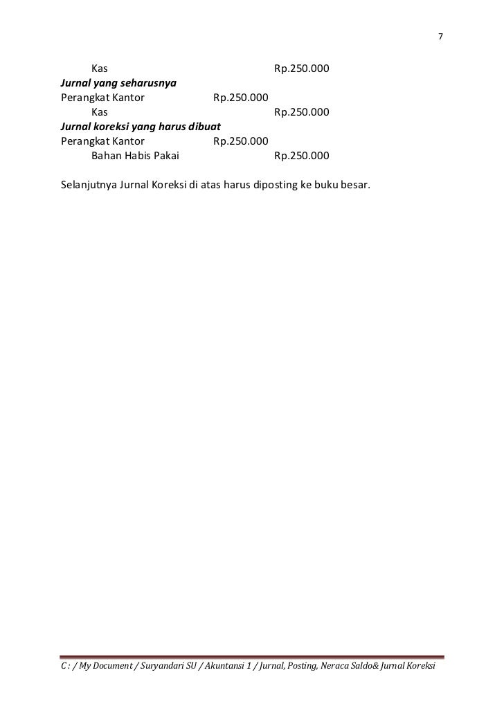 Jurnal, posting, neraca saldo & jurnal koreksi