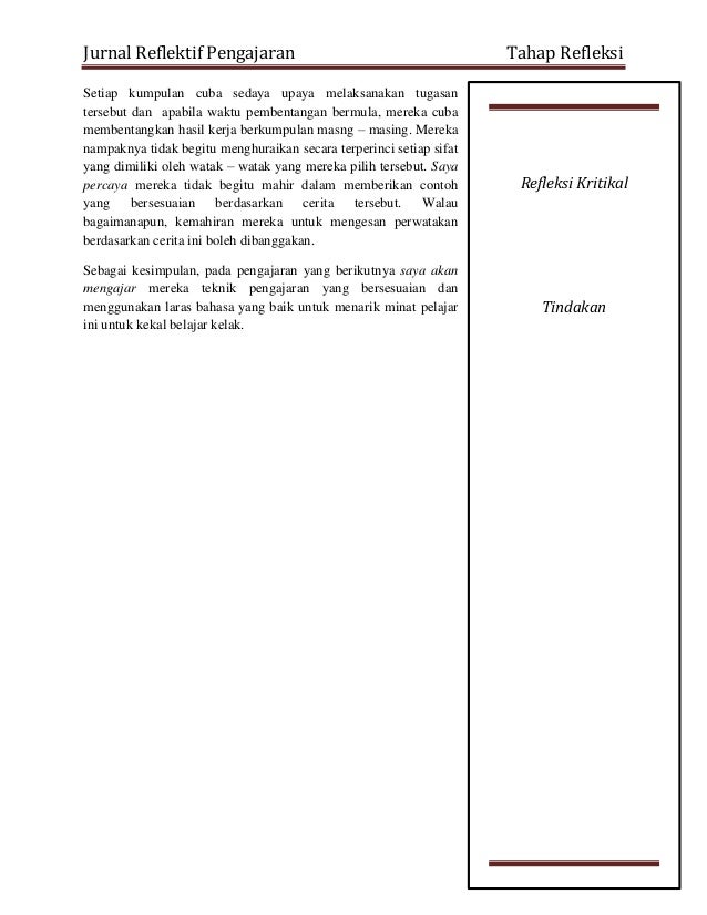 Jurnal reflektif terbaru