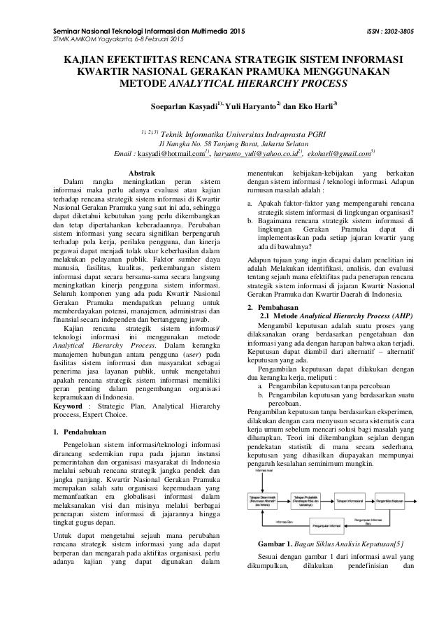 Kajian Sistem Informasi Dengan Metode AHP