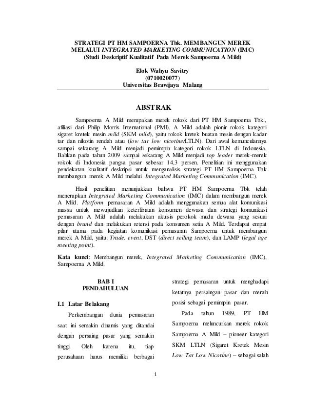 STRATEGI PT HM SAMPOERNA Tbk. MEMBANGUN MEREK MELALUI 