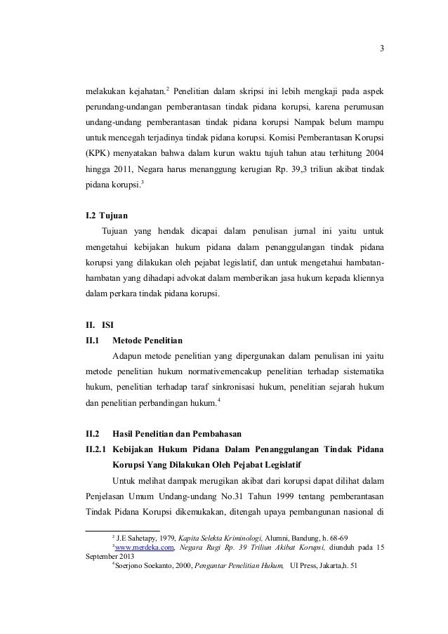 Kebijakan Hukum Pidana Dalam Penanggulangan Tindak Pidana Korupsi Ya