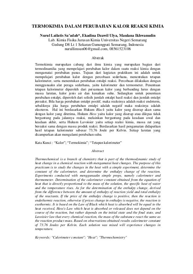 Download Jurnal Termokimia - Soal Essay