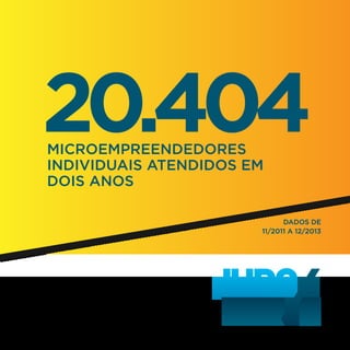 20.404
MICROEMPREENDEDORES
INDIVIDUAIS ATENDIDOS EM
DOIS ANOS

DADOS DE
11/2011 A 12/2013

 