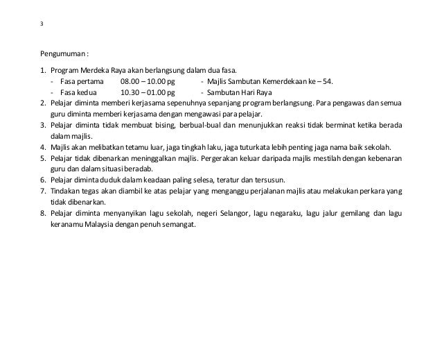 Juruacara Sambutan Hari Kemerdekaan)