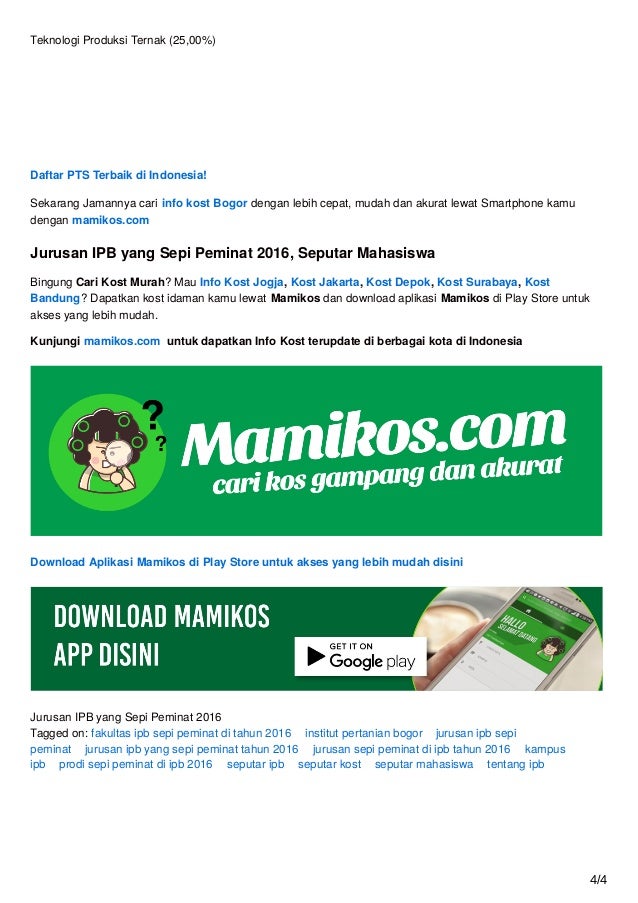 Jurusan ipb yang sepi peminat 2016