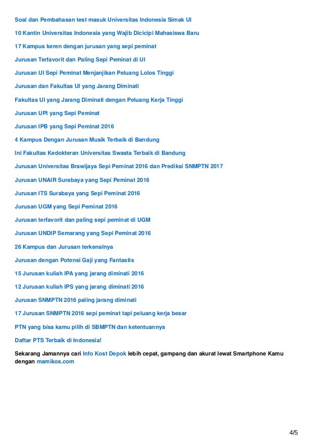 Jurusan Ui Sepi Peminat Tapi Menjanjikan Peluang Lolos Lebih Tinggi