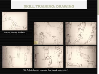 SKILL TRAINING: DRAWING




Human posture (in class)




                     100 3-5min human postures (homework assignment)
 
