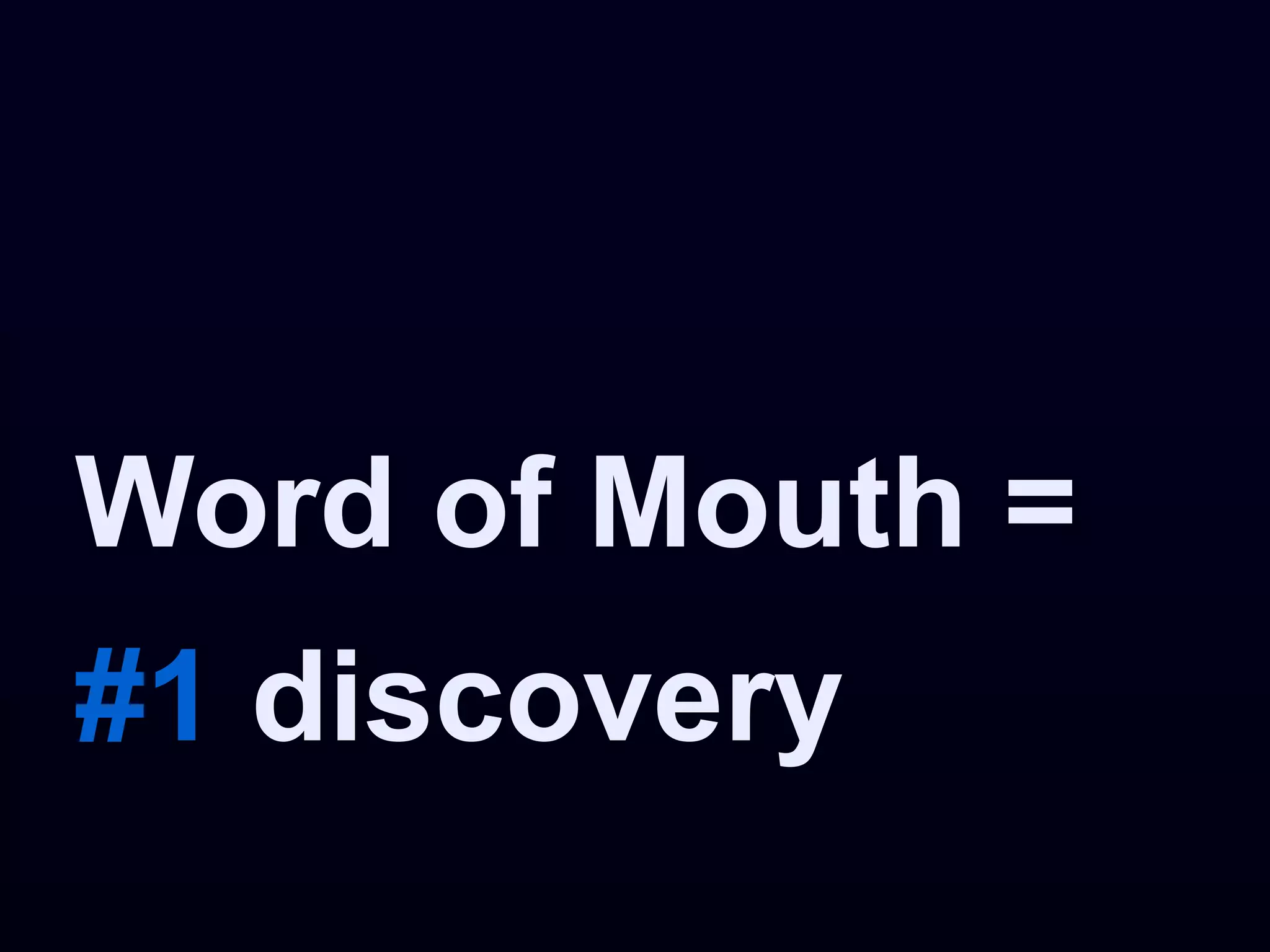 Word of Mouth =
#1 discovery
 
