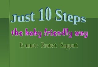 the baby friendly way Just 10 Steps Promote - Protect - Support 