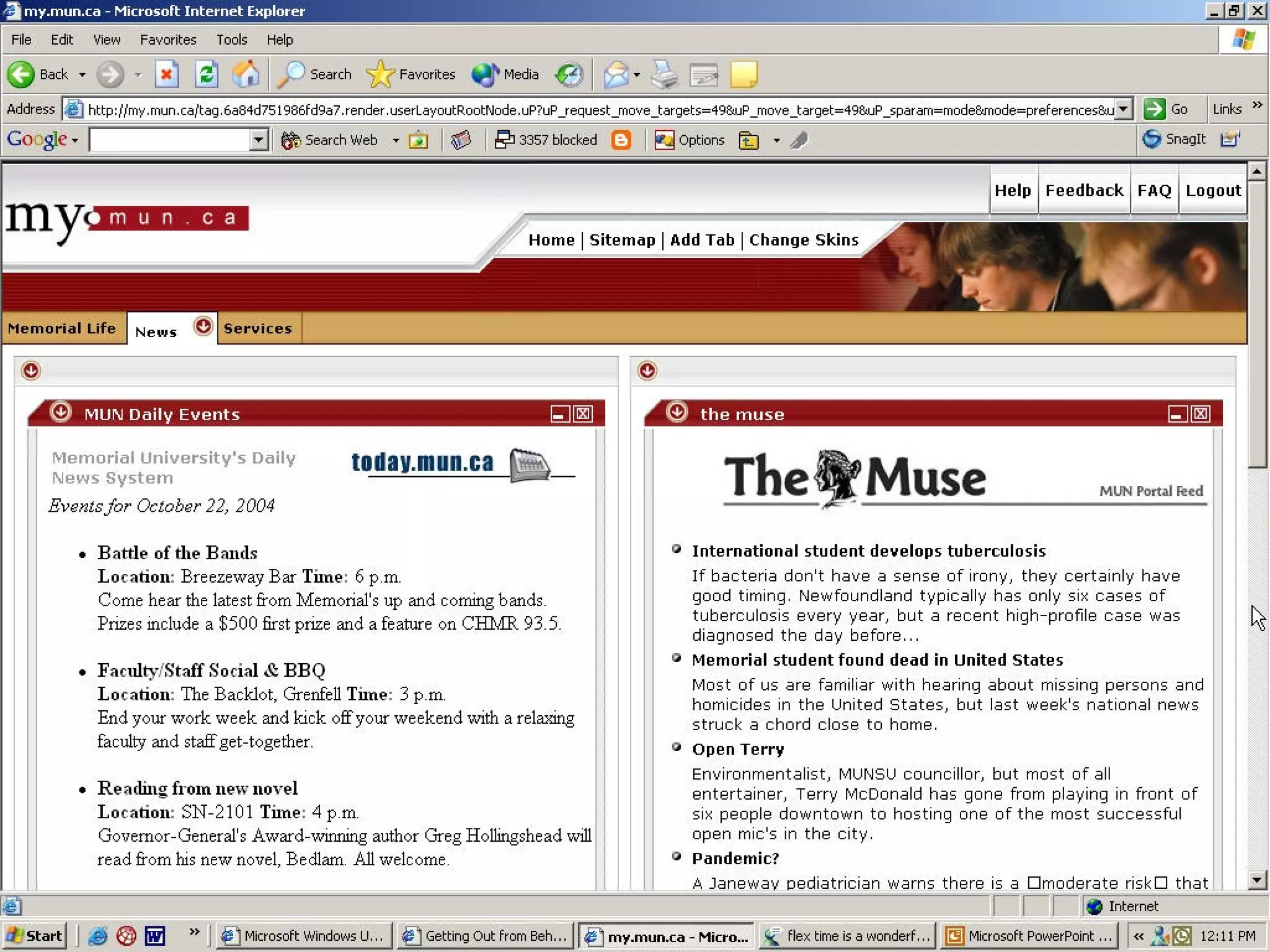  Screen cap of my
MUN
 