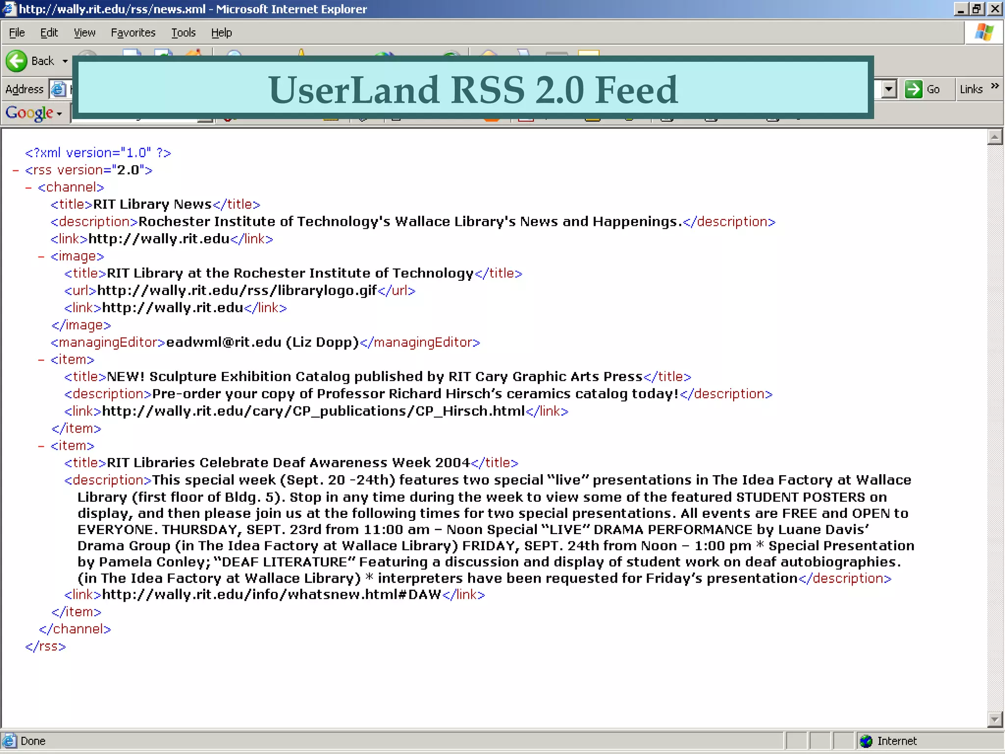 UserLand RSS 2.0 Feed
 