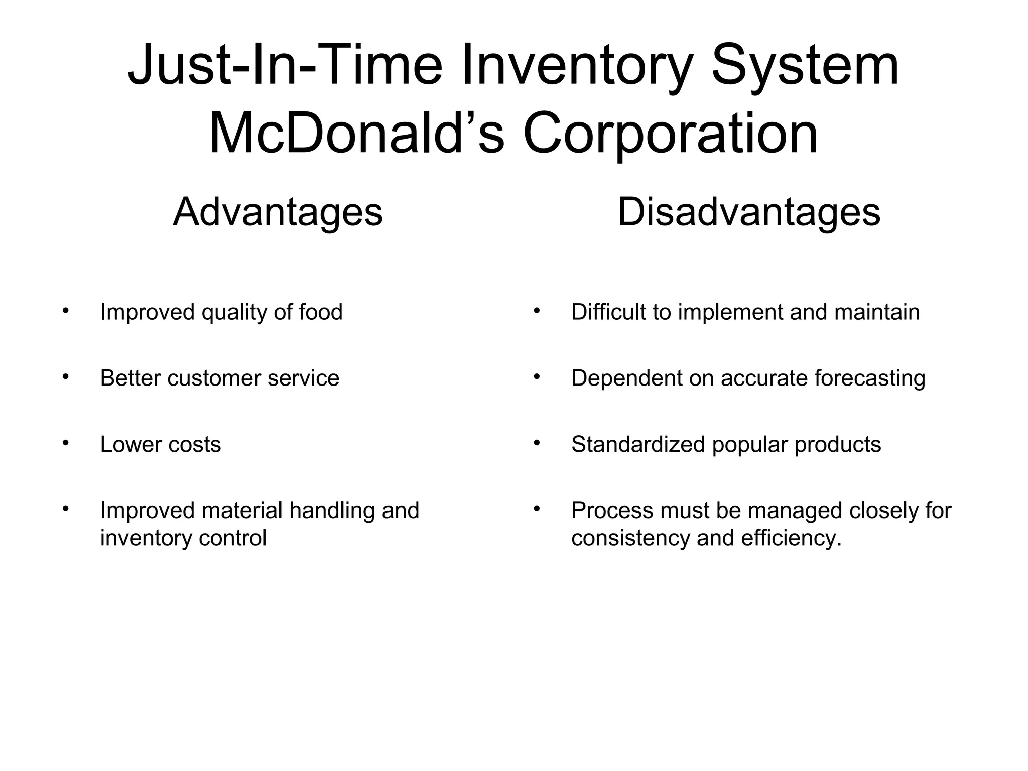 Just in-time inventory system | PPT