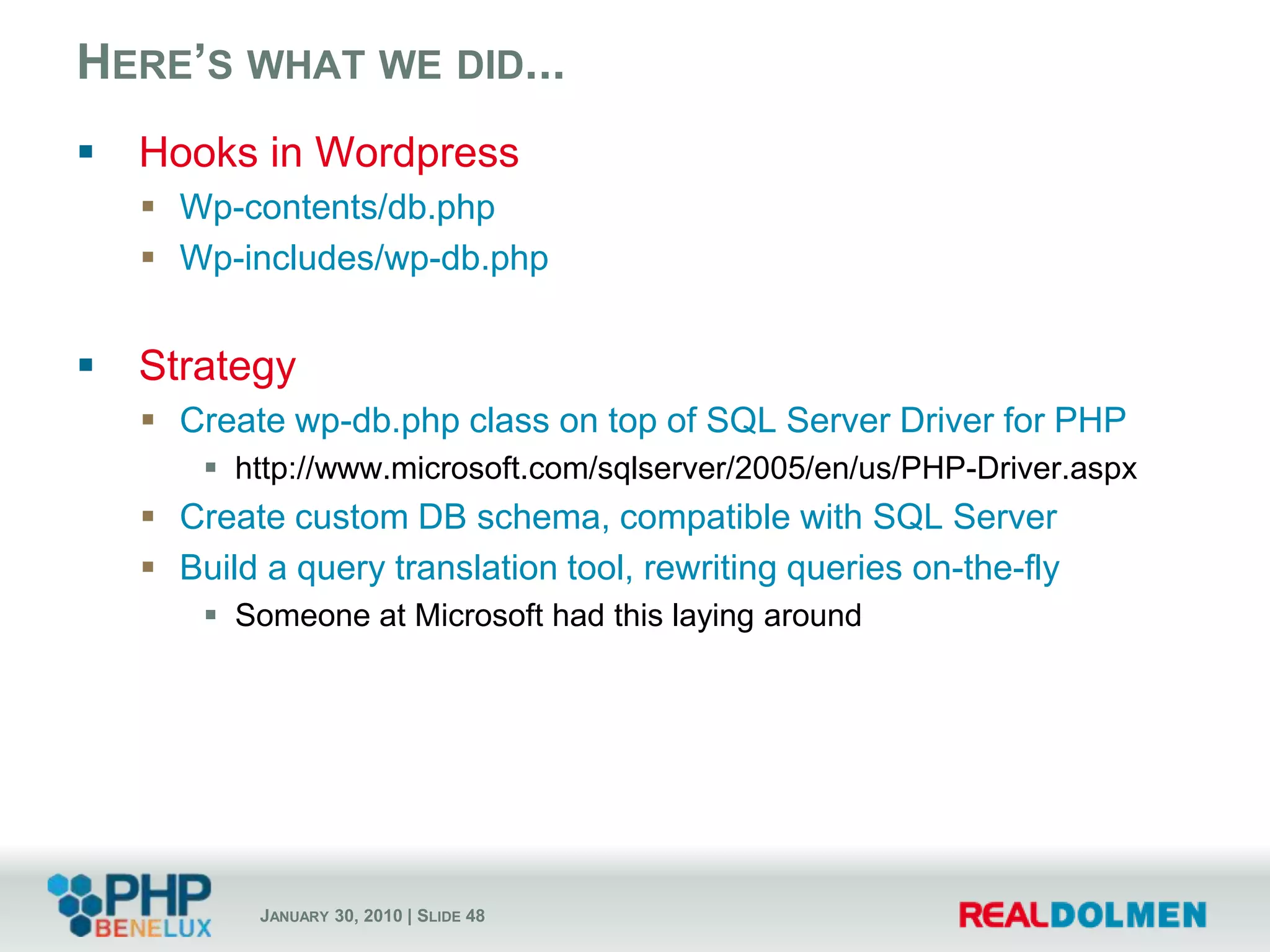 The easy way outFresh Windows Azure project in EclipseFresh Wordpress.org downloadPoint wp-config.php to some MySQL serverPackage & deploy