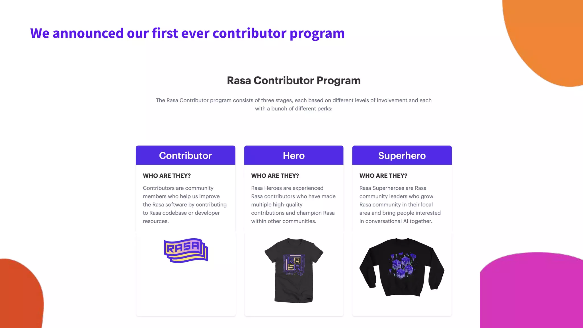 We announced our first ever contributor program
 