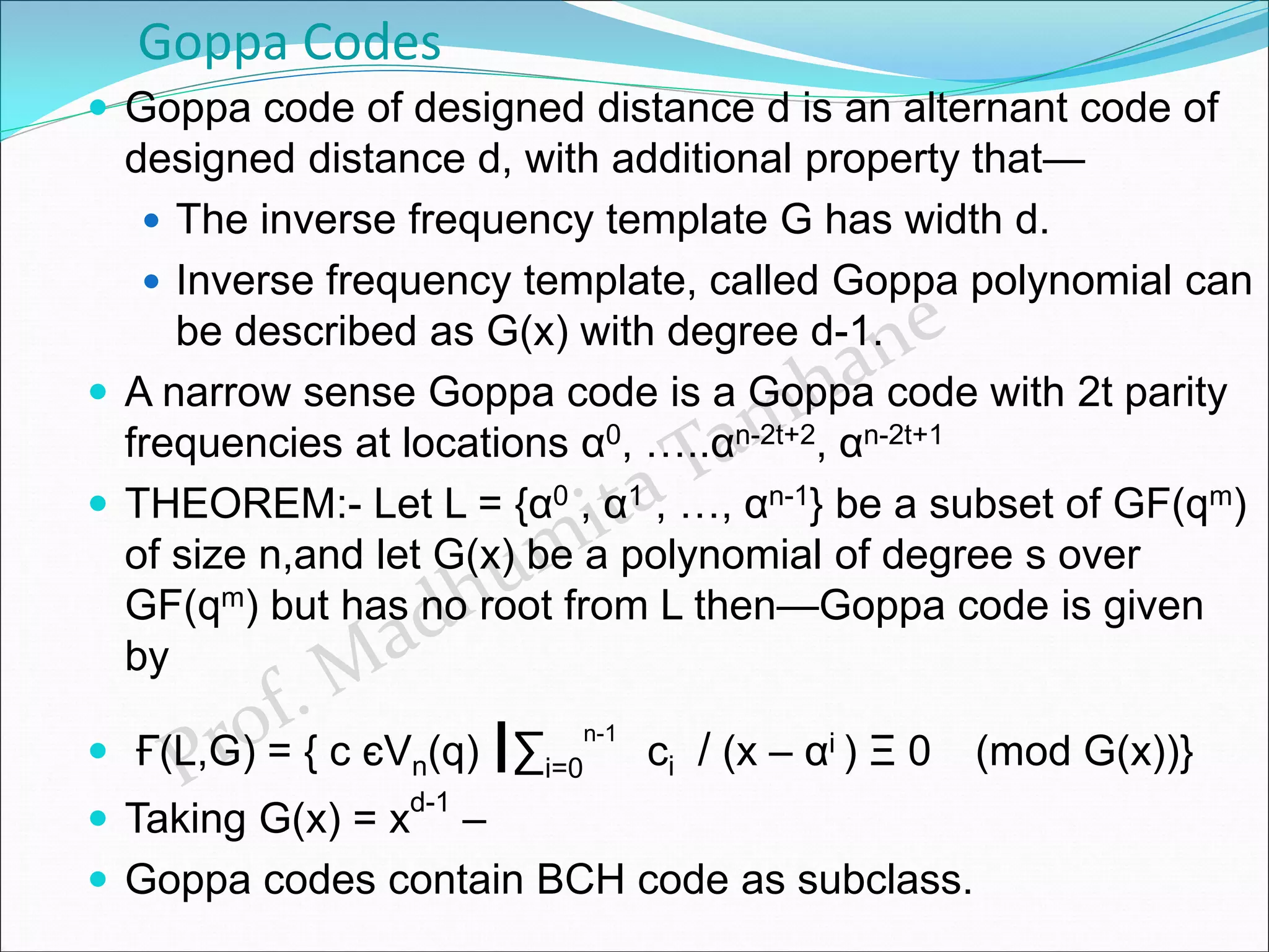 Justesen codes alternant codes goppa codes | PDF