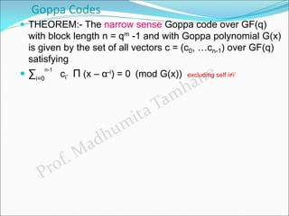 Goppa Justesen codes alternant codes goppa codes | PDF