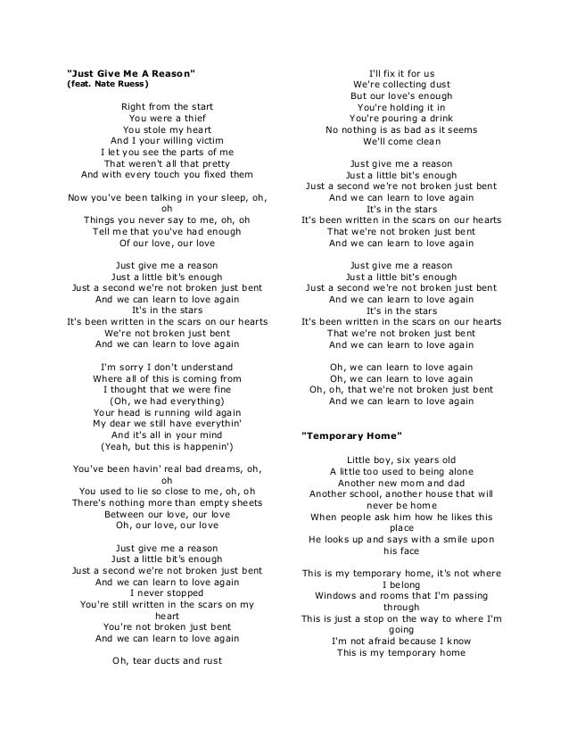 give me one reason lyrics give me one reason lyrics