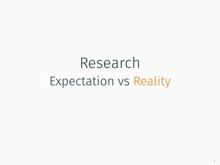 Research
Expectation vs Reality
1
 