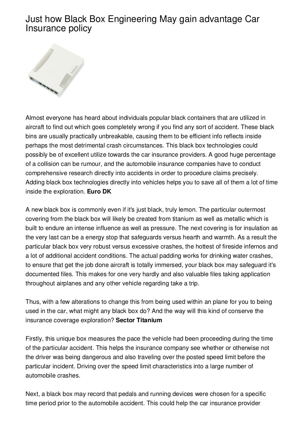 Just how Black Box Engineering May gain advantage Car