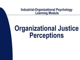Industrial-Organizational Psychology
Learning Module
Organizational Justice
Perceptions
 