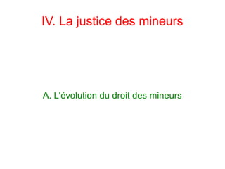 IV. La justice des mineurs

A. L'évolution du droit des mineurs

 