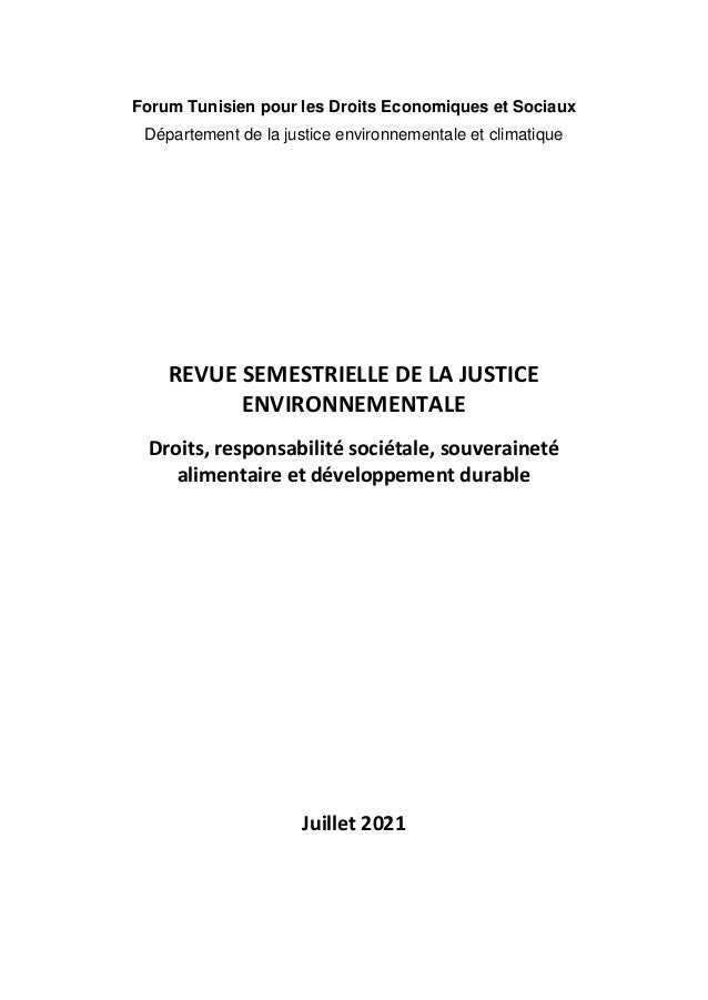 Revue Semestrielle De La Justice Environnementale Droits Responsab Revue Semestrielle De La Justice Environnementale Droits Responsab