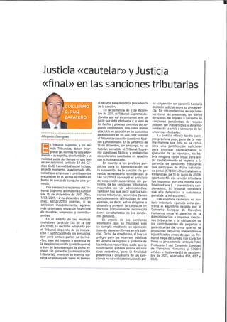 Justicia cautelar y justicia final en las sanciones tributarias aja