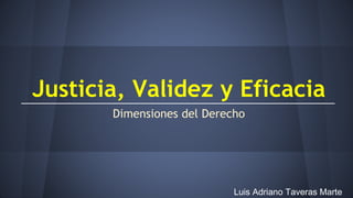 Justicia, Validez y Eficacia
Dimensiones del Derecho
Luis Adriano Taveras Marte
 