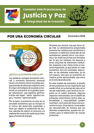 1
Diciembre 2018
¿QUÉ ES LA ECONOMÍA CIRCULAR?
Las palabras ecología (economía natu-
ral) y economía (economía humana)
tie...