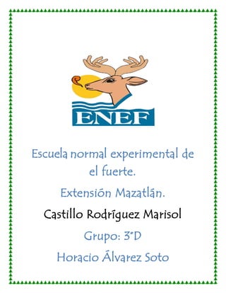 Escuela normal experimental de
el fuerte.
Extensión Mazatlán.
Castillo Rodríguez Marisol
Grupo: 3°D
Horacio Álvarez Soto
 