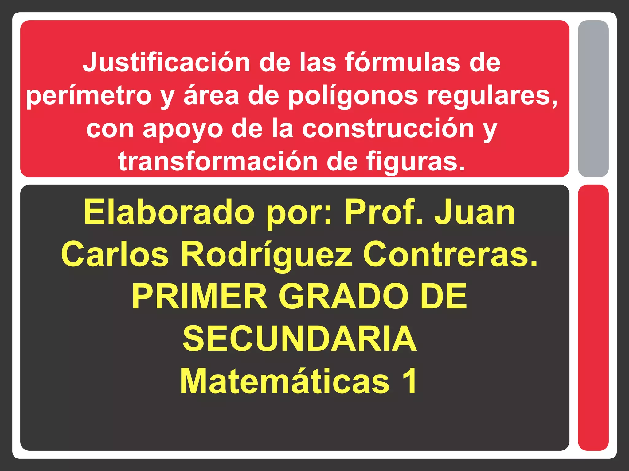 Justificación de las fórmulas de perímetro y área de polígonos