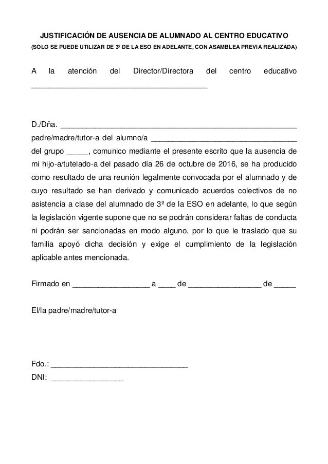 Justificante de 3º eso en adelante