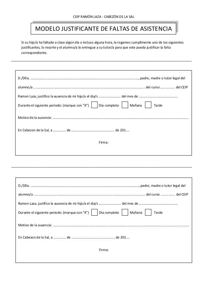 Justificante faltas alumnos